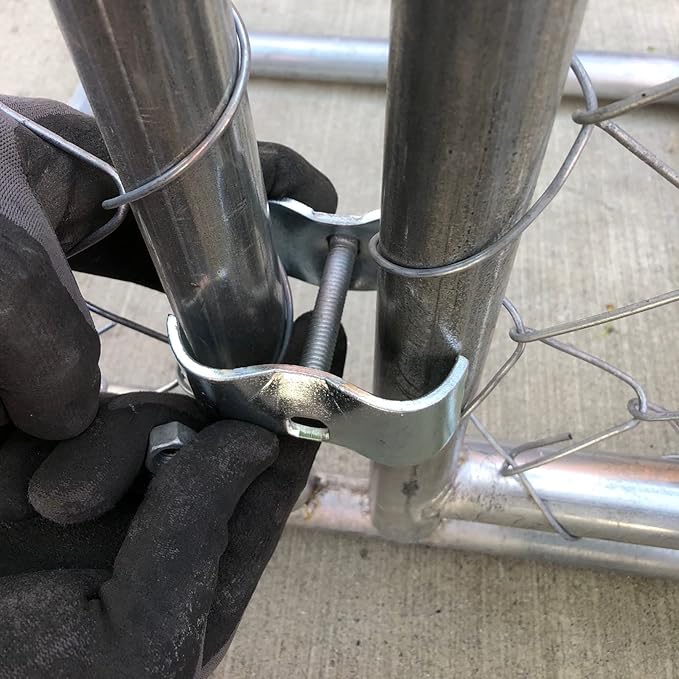 16 Sets Dog Kennel Panel Clamps Chain Link Fence Clamps 1-3/8’’ Fence Parts Temporary Dog Kennel Clamps Galvanized Fence Ties for 32mm Pipe Panel Frames