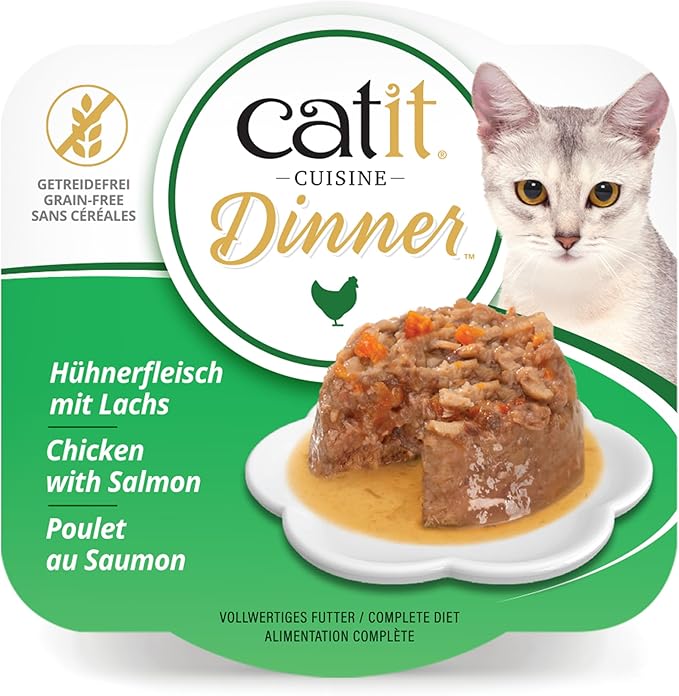 Catit Chicken Dinner with Salmon & Carrot – Hydrating and Healthy Wet Cat Food for Cats of All Ages (Pack of 6)