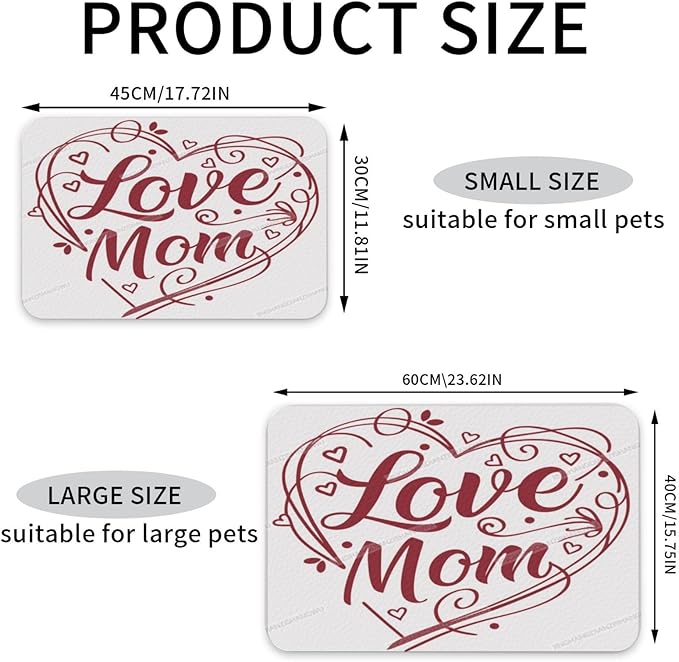 Pet Feeding Mat Absorbent Dog Mat for Food Water Bowl No Stains Quick Dry Water Dispenser Mats Happy Mother's Day Floral Gift for Mom Hr Dog Accessories Pet Supplies Bowl Messy Drinkers 24x16In