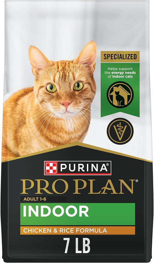 Purina Pro Plan Adult Indoor Chicken and Rice Formula High Protein Cat Food - 7 lb. Bag