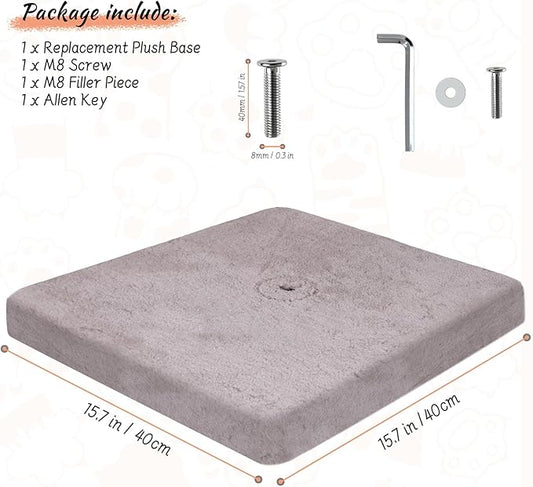 Cat Scratching Post Replacement Base, Cat Tree Replacement Parts, Foldable Base Covered with Soft Plush, Suitable for M8 Screws Cat Tree Scratcher Indoor for Kittens (LightGrey)