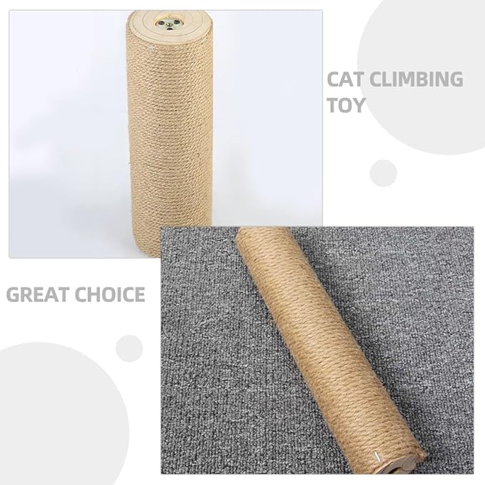 SUPVOX Jute Rope Cat Scratching Post Replacement Solid Wood Cat Climbing Pole 9cm Diameter 40cm Length Wear-Resistant Indoor Scratcher and Kittens