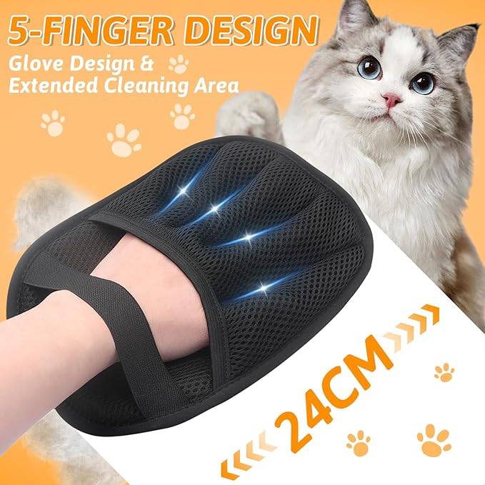 DIANA'S DREAM Pet Hair Removal Glove for Cats & Dogs, Electrostatic Pet Hair Remover, Reusable Cat Grooming Gloves for Hair Removal, Remove Fur from Clothing Furniture Car Seats (1PC)