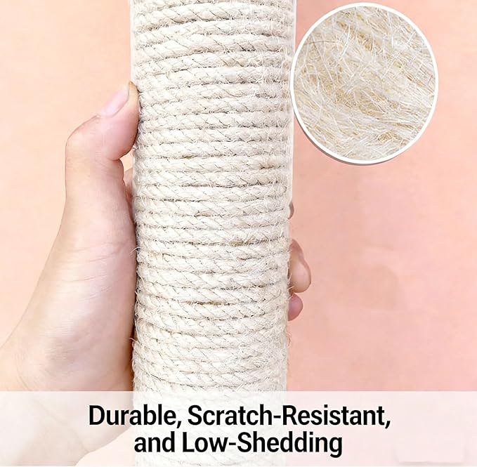 4 PCS M8 Cat Scratching Post Replacement,15.7Inch Sisal Pole Cat Tree Replacement Post with Screws,DIY Scratcher Scratching Post Replacement, Pad, Crafts Gardening Hammock Home Decorating