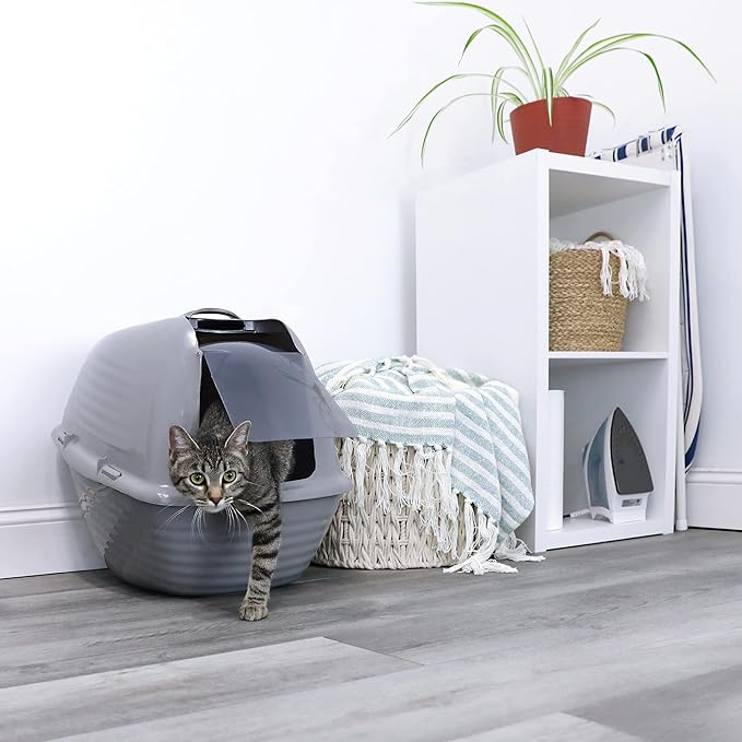 Arm & Hammer Jumbo Hooded Wave Enclosed Cat Litter Box with Microban, Made in USA