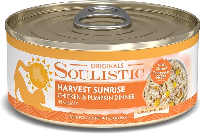 Soulistic Originals, Harvest Sunrise Chicken and Pumpkin Dinner in Gravy, 5.5oz Can, Pack of 8