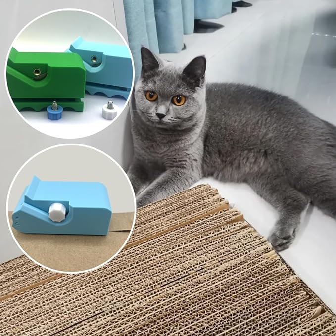 Cardboard Cutter for Cat Scratchers, Cat Scratcher Cardboard Strip Cutter with 10 Spare Blades, 3D Printed DIY Handheld Tool, Gift for Cat Lovers (Green)