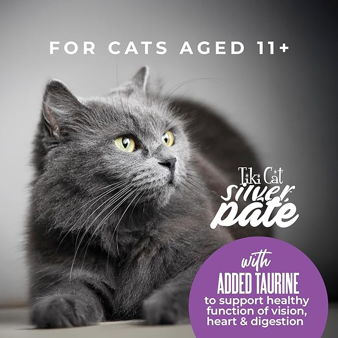 Tiki Cat Silver Pate Chicken, Salmon & Chicken Liver Recipe in Broth, 2.4 oz. Can (12 Count)