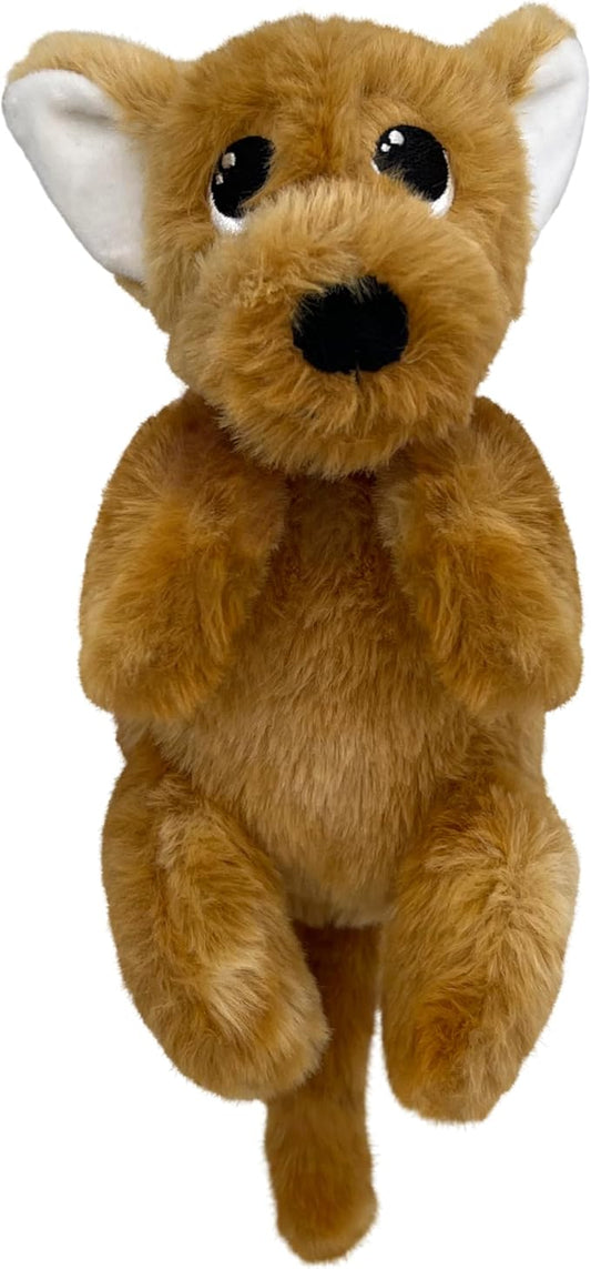 KONG Comfort Pups Low Stuffing Plush Fur and Crinkly Noise with Squeaker (Small, Peanut)