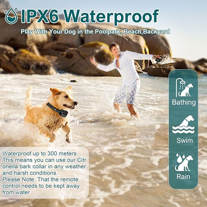 Citronella Training Collar for Dog, [No Spray Refill] Safer Spray Dog Training Collar for L/M/S Dogs, IPX7 Waterproof with Beep/Vibration/Spray 4 Mode & 6 Adjustable Sensitivities Control Spray Collar