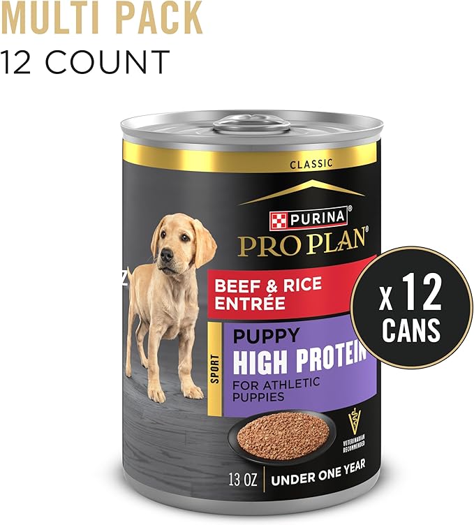 Purina Pro Plan Sport High Protein Puppy Food Beef & Rice Entree Wet Formula - (Pack of 12) 13 oz. Cans