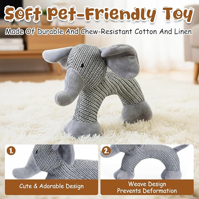 Pet Lori Linen SafariCompanions,Linen Safari Squeaky Dog Chew Toy,Robust Indestructible Dog Stuffed Toy for Small Medium Dogs,Dog Toy with Squeaker-Monkey