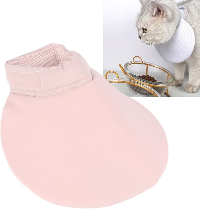 Rengue Soft Adjustable Pet Bib, Bandanas Material, Prevent Licking and Biting, Comfortable for Cats and Dogs, Size M Soft Adjustable Pet Bib, Sponge and Cotton Nan Cat Supplies (Roseate)