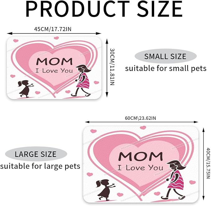 Pet Feeding Mat for Dogs Cats Happy Mother's Day Floral Gift for Mom Ge Absorbent Dog Food Mat Non-Slip Waterproof Placemat Quick Dry Pet Supplies Bowl Mats