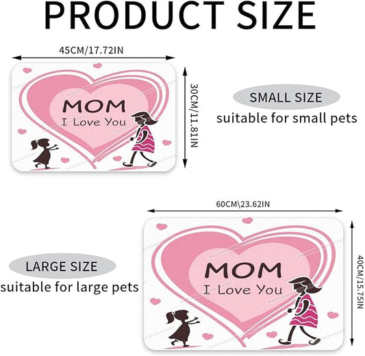 Pet Feeding Mat for Dogs Cats Happy Mother's Day Floral Gift for Mom Ge Absorbent Dog Food Mat Non-Slip Waterproof Placemat Quick Dry Pet Supplies Bowl Mats