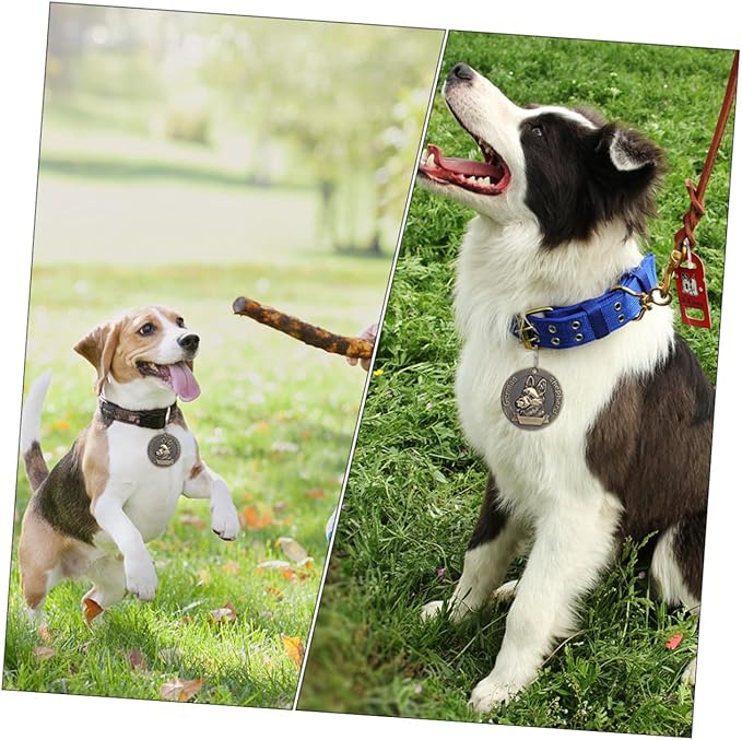 BESTonZON 4pcs Vintage Alloy Dog Id Tags German Shepherd Collar Pendants Anti-Lost Identity Pet Name Tags for Dog Supplies