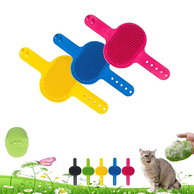 Silicone Grooming Strap Pad for Cats, 2-in-1 Self-Groomer, Adjustable Silicone Pet Grooming Tool, Soft Pet Face Scratcher Rubber Massager for Indoor for Cats & Dogs