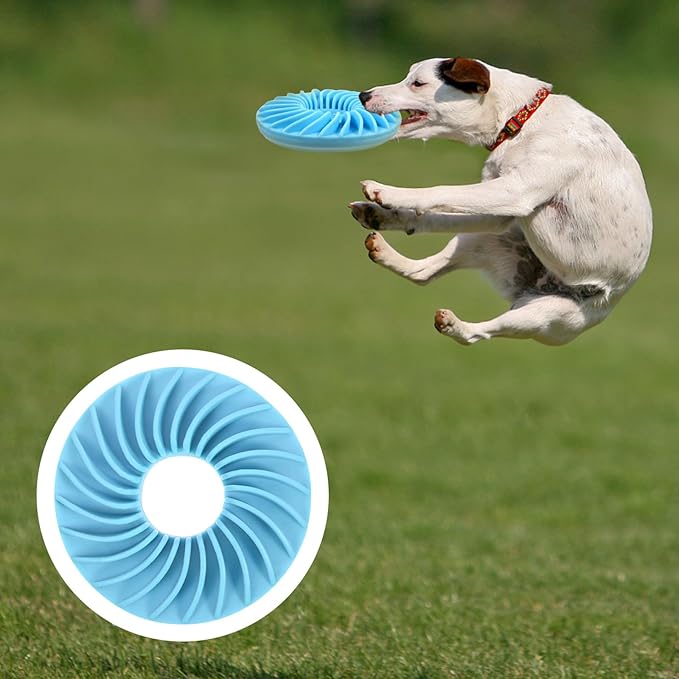LIOOBO Dog Slow Feed Disc Slow Feeder Bowl Interactive Food Feeder for Puppies and Dogs with Food Puzzle Function Blue Sturdy Pet Feeding Supplies
