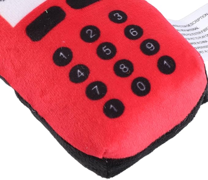 F&Yard Pet Chew Accessory Plush Phone Shape Squeaky Bite Item for Dogs and Cats, Soft Pet Play Supply (Red)