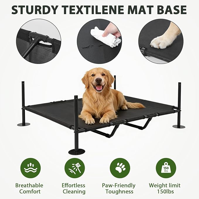 Large Dog House with Bed - LitaiL 3.3' x 2.9' x 3.5' Dog Shade for Outside, Outdoor Dog Kennel for Small Medium Dogs, Waterproof Pet Canopy Shelter Dog Shade Shelter for Pets or Small Animals