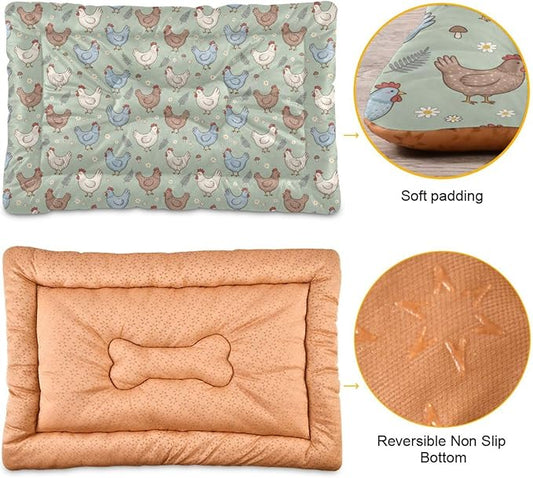 Dog Bed for Crate Washable Pet Sleep Pad, Country Style Kennel Mat with Non-Slip Bottom, Soft Fluffy Supplies Pet for Dogs and Cats (24x18 inch)