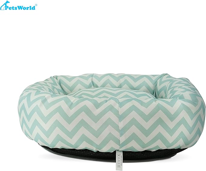 PETSWORLD Round Donut Cat and Dog Cushion Bed. 22W x 5H inch Pet Bed for Cats or Small Dogs, Anti-Slip & Water-Resistant Bottom, Super Soft, Comfy, Durable Fabric, and Machine Washable.
