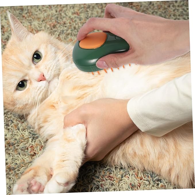 BESPORTBLE Electric Cat Steam Brush Self Cleaning Grooming Tool for Cats Pets Relaxing Massage Easy to Use for Bathing Grooming Avocado Spray Design