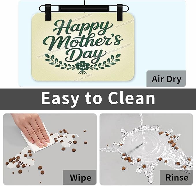 Dog Food Mat Dog Mat for Food and Water 18X12In Happy Mother's Day Floral Gift Mom Dx No Stains Cat Pet Feeding Mats Water Bowl for Messy Drinkers