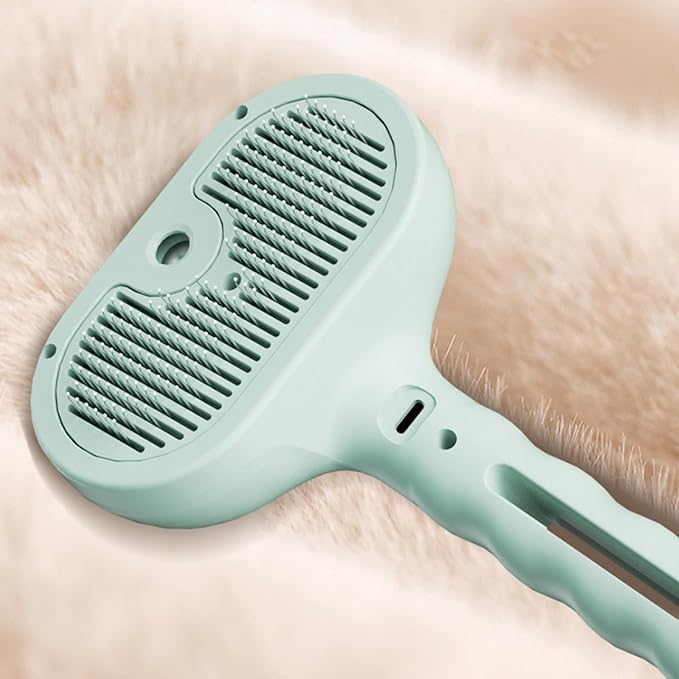 Cat Steamy Brush| 4.53x2.76x7.87 Dog Shedding Comb, | USB Rechargeable Steam Cat Brush with 35ml Tank & Release Button | Ergonomic Long Handle Hair Remover, Grooming Tool for Cats Dogs, Pet Supplies