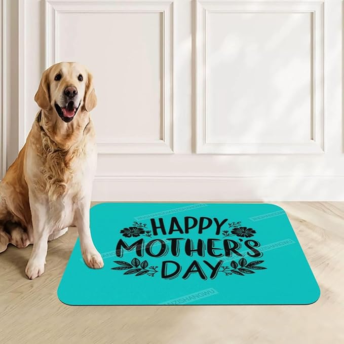 Pet Feeding Mat Absorbent Dog Mat for Food and Water Bowl Dog Accessories Happy Mother's Day Floral Gift for Mom Ep Pet Supplies Dogs Quick Dry Cat Water Dispenser Mats 24x16In