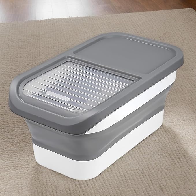 Dog Food Storage - Sliding Lid Pet Kibble Box, Moisture Proof Organizer, Bin For Dry Food, Secure Supply Container | Lightweight Feeding Kitchen, Pantry, Outdoor Trips, Home Use