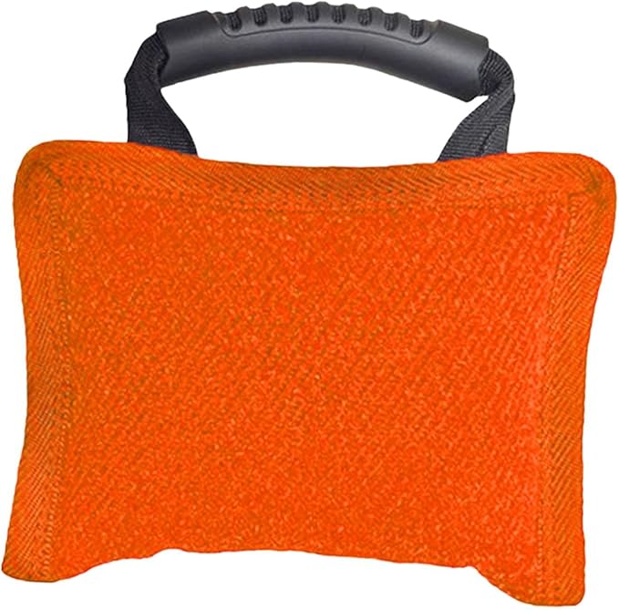 Baoblaze Dog Bite Pillow Tough Tug Toy Practical Portable Outdoor Pet Supplies for Small and Medium Sized Dogs Biting Pad with Handle, Orange
