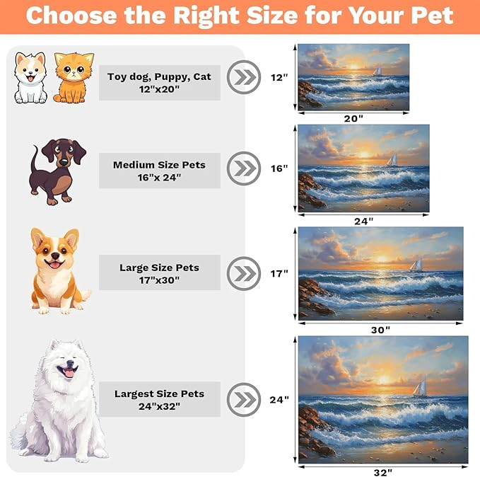 Beach Sunshine Dog Food Mat for Floors Absorbent, Quick Dry Water Dispenser Mat for Food, Water, Pet Supplies 17" x 30", Hawaii Seashore