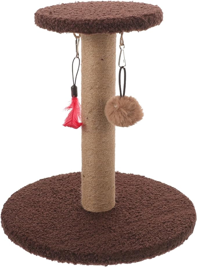 VOSAREA Sisal Cat Scratching Post Floor Scratching Pole Multifunctional Cat Climbing Tower Brown Round Kitten for Indoor Supplies
