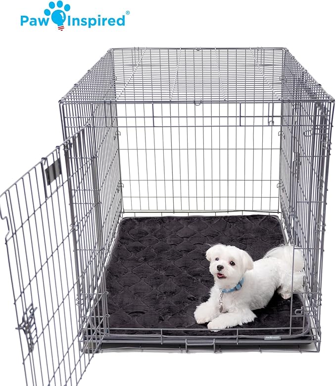 Paw Inspired Washable Padded Crate Mats for Dogs | 41” x 28” Pad, Fits 42-inch Kennels | Leakproof, Waterproof Bottom, Plush Pet Beds (Tan)