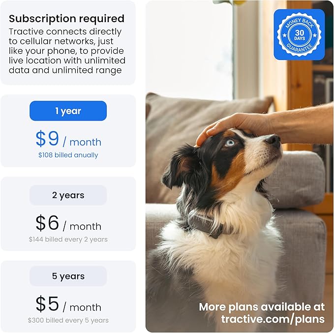 Tractive Smart Dog GPS Tracker | Live Pet Tracker with Virtual Fence | Vital Signs Monitoring of Heart & Respiratory Rate | Bark Monitoring | Dog Collar Attachment (Bundle of 2, Black & Brown)