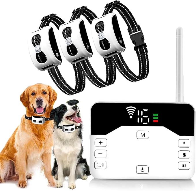 For3dogs,Wireless Dog Electric Fence,2025 Safety Pet Containment System with Remote Training Shock Collar,Waterproof & Rechargeable,3 Training Modes,30-800ft Range Adjustable for Stubborn Dogs