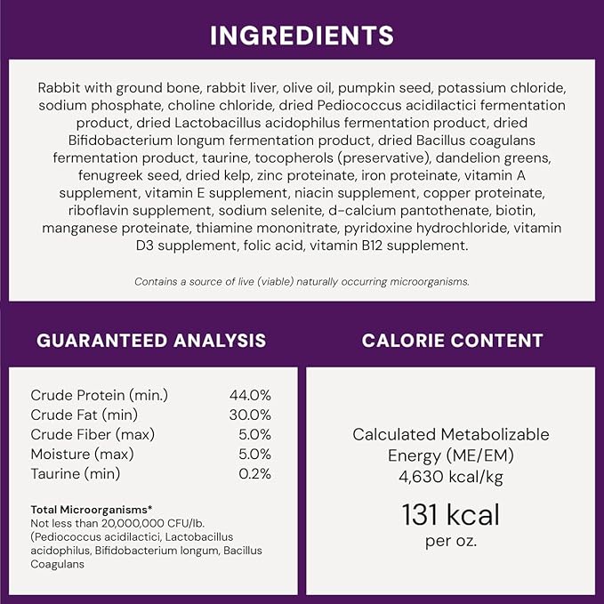 Stella & Chewy's Freeze-Dried Raw Cat Dinner Morsels - Premium Rabbit Recipe with 98% Responsibly-Sourced Meat & Organs - Natural Grain-Free Cat & Kitten Food - Made in USA - 8 oz