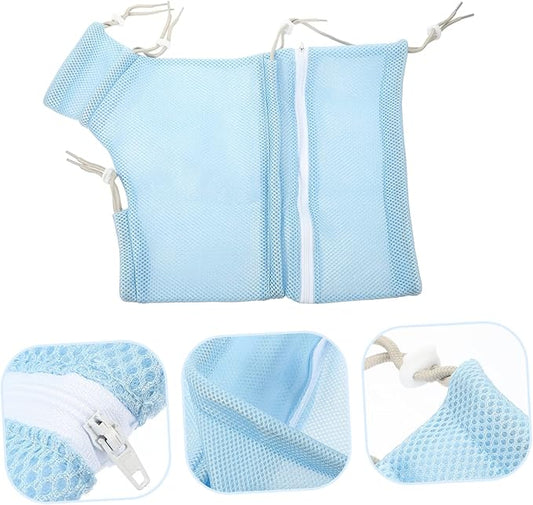 Happyyami Breathable Cat Bathing Bag Adjustable Mesh Grooming Bag for Nail Trimming Safe and Durable Shower Netting for Kittens and Pets Blue