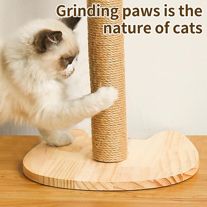 Fhiny 4PCS Cat Scratching Post Replacement 15.7" Natural Jute Spare Extension Scratch Post for Cats Tree DIY Craft Refill Pole Parts Hemp Rope Scratcher Climbing Perch for Indoor Kitten Brown