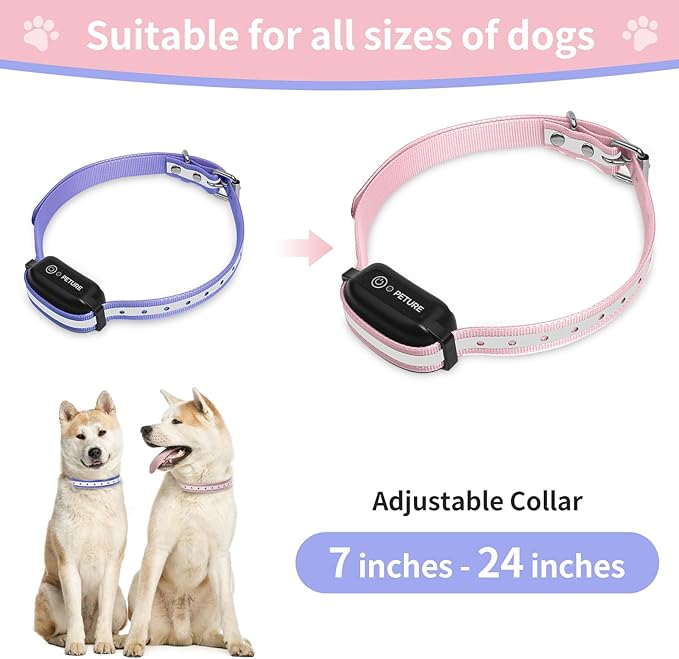 Dog Shock Collar Replacement Strap, 3/4 Inch Waterproof Reflective TPU Dog Collar 2 Pack, Replacement Collar for Shock Collar, Compatible with PetSafe Bousnic Sportdog Garmin (Pink & Purple)
