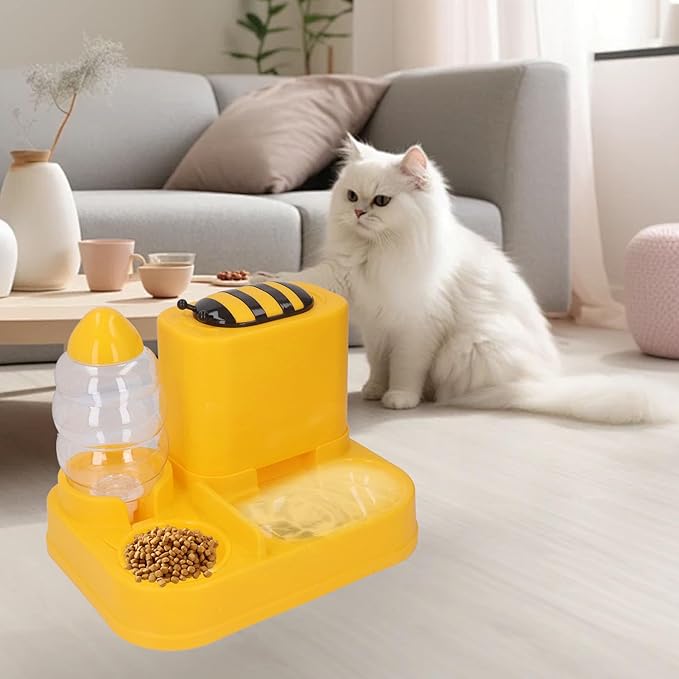 Cat Gravity Feeder and Water Dispenser - 2 in 1 Automatic Pet Feeder and Water Dispenser - Large Capacity Dry Wet Separation Cat Food Dispenser - Easy Clean for Small Dog Puppy Cat