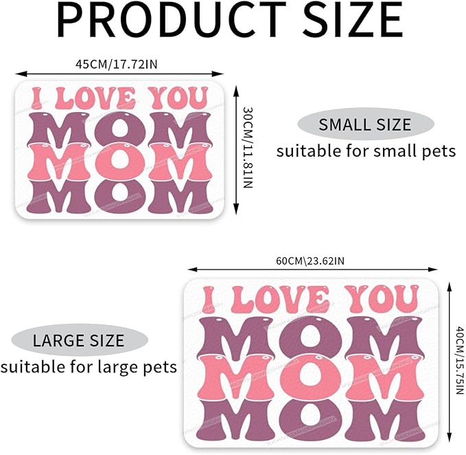 Dog Food Mat Happy Mother's Day Floral Gift for Mom Kf Absorbent Water Bowl Mats Cat Pet Feeding Placemats 24x16In
