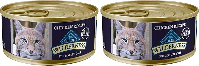 Blue Buffalo Wilderness High-Protein Grain-Free Wet Food for Adult Cats 7+,Chicken Recipe,5.5-oz.,24-Count,(Pack of 24)