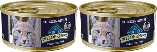 Blue Buffalo Wilderness High-Protein Grain-Free Wet Food for Adult Cats 7+,Chicken Recipe,5.5-oz.,24-Count,(Pack of 24)