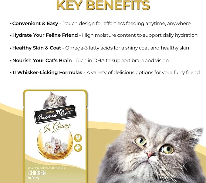 Variety Pack for Fussie-Cat Premium Gravy Pouches: Six Total Flavors: Chicken & Tuna, Mackerel, Ocean Fish, Sardine, & Tuna, and Chicken (2.47 Ounces Each, 12 Pouches Total)