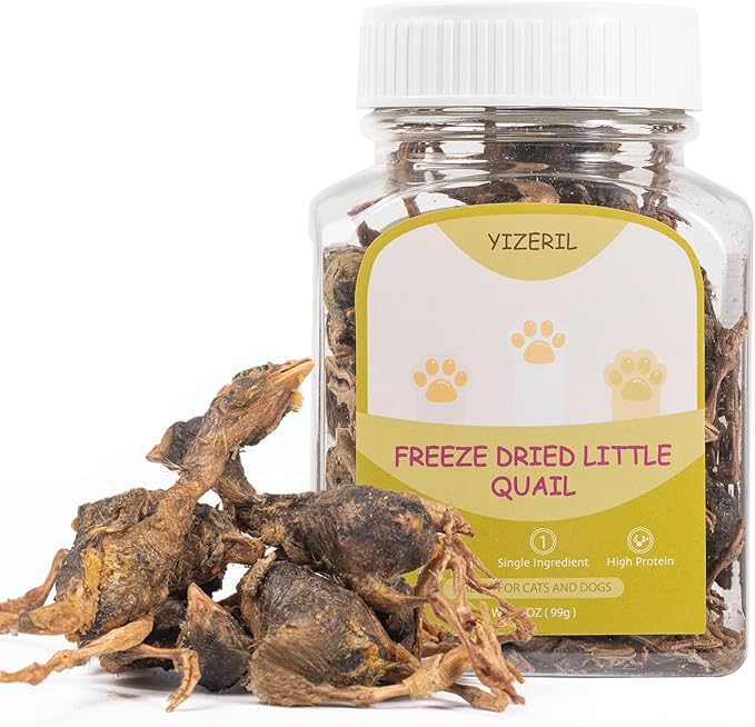 Freeze Dried Quail Cat Dog Treats - Single Ingredient Pet Treats,Natural High-Protein Training Snacks,Grain-Free (3.5oz)