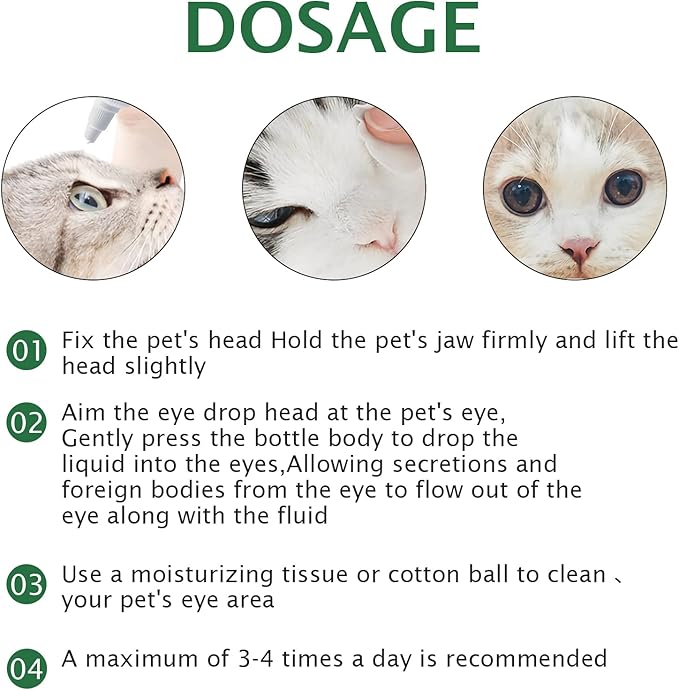 60ML Pet Eye Drops for Dog & Cat Relieve Eyes Itching & Irritation, Pink Eye & Allergies Symptoms Safe & Gentle Formula for All Animals