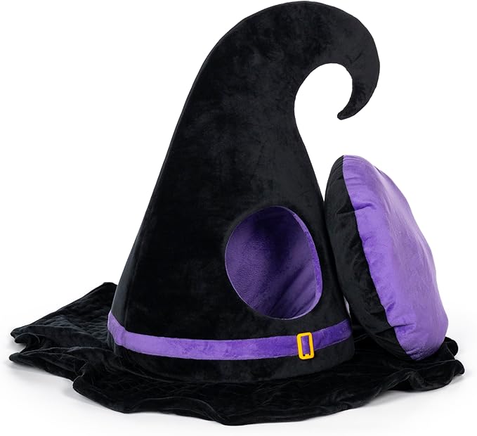 Prevue Pet Products Hazel's Haunted Witch Hat Hideaway Halloween Pet Bed