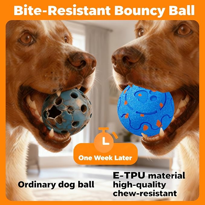 Dog Balls: Interactive Dog Ball, Self-Moving Dog Toy with Auto-Rolling & Bouncing, E-TPU Material, IP54 Waterproof, Motion-Activated (Blue, Large)